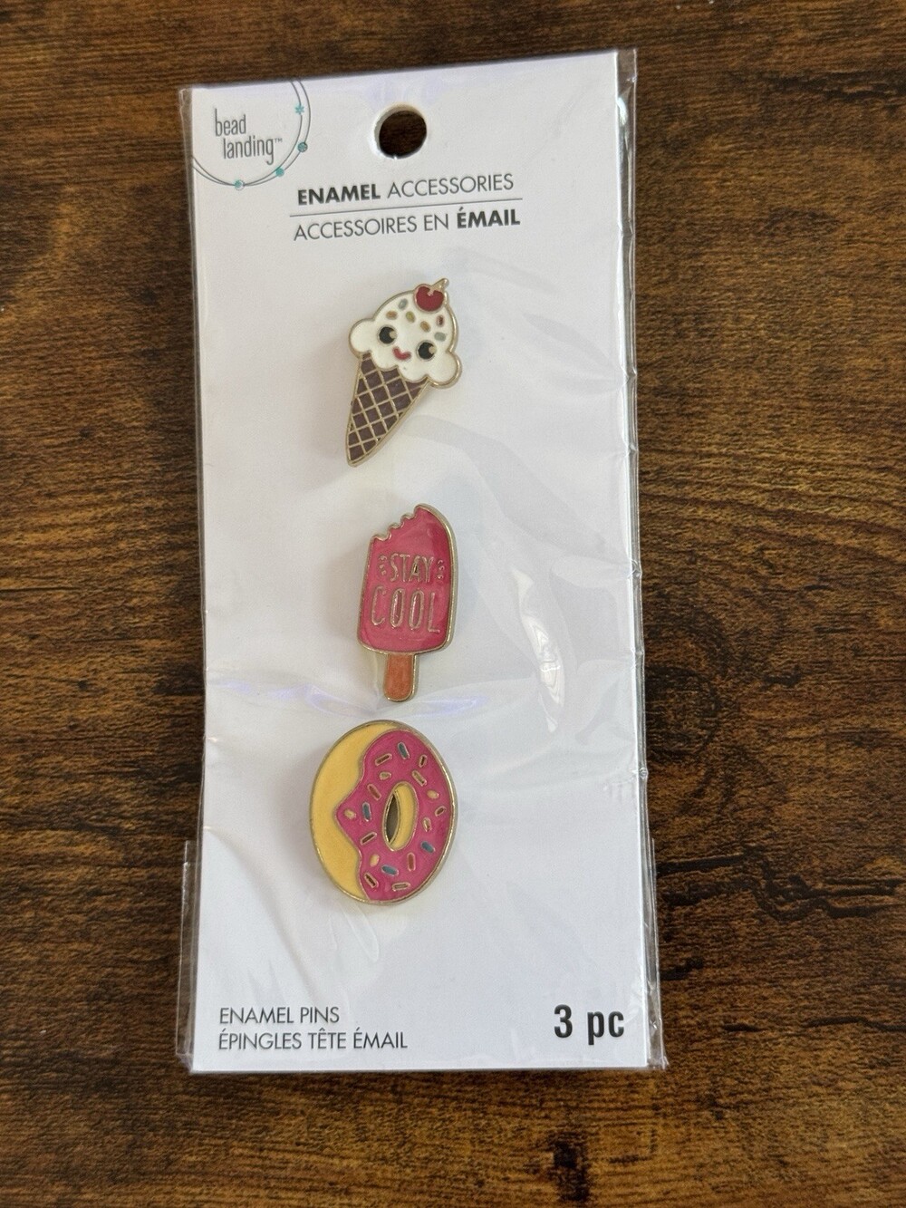 Bead Landing Enamel Accessories Enamel Pins 3 Piece Sweets Dessert Theme Sealed